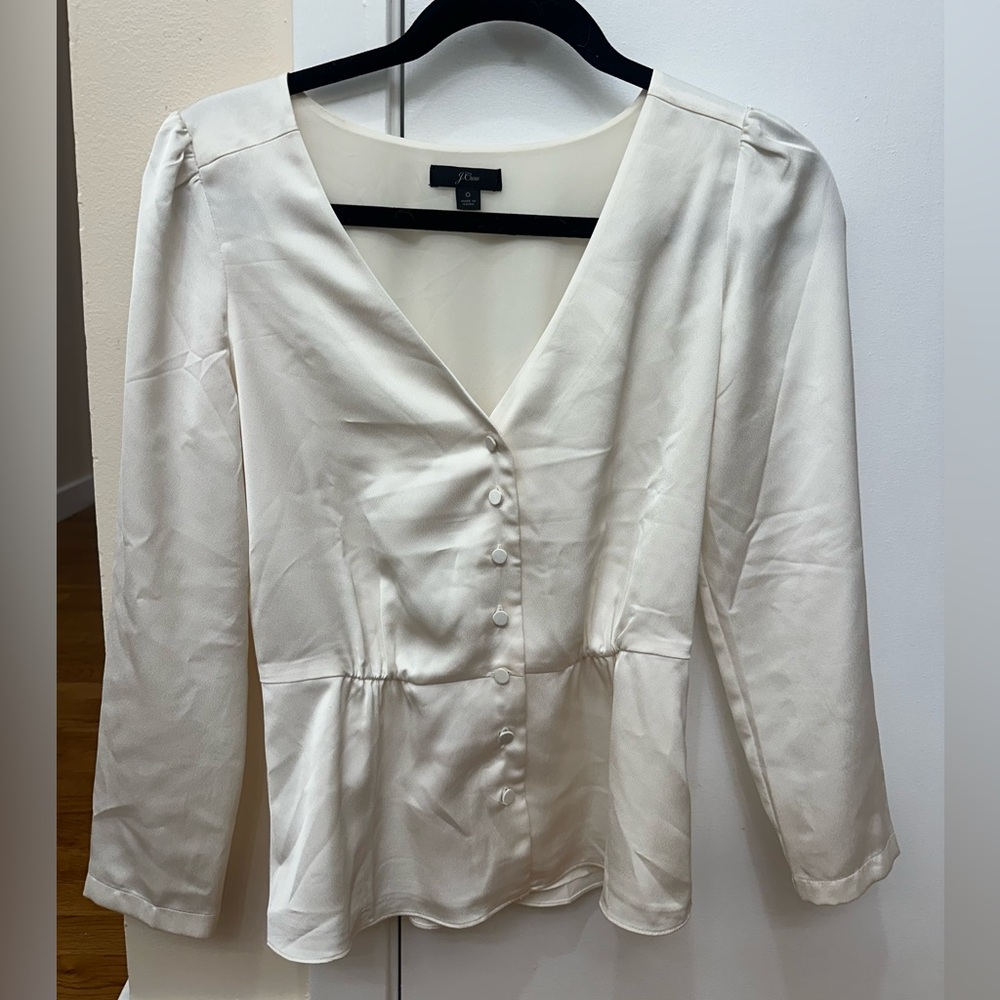 J. Crew Cream V-Neck Blouse